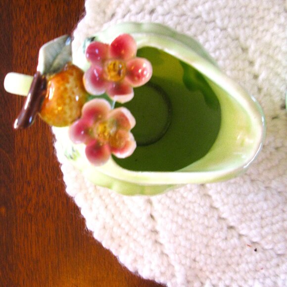 Vtg Napco Peach Blossom creamer & sugar bowl with lid from 20th cen - Picture 11 of 13